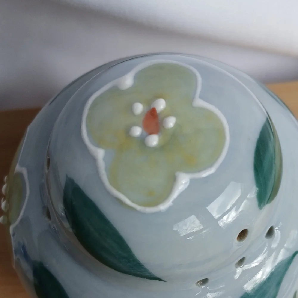 Pair Ben Rickert Pomander/Potpourri Jars Floral Porcelain Made in Japan